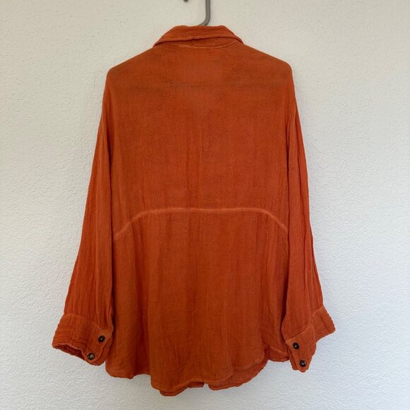 Jen's Pirate Booty Orange Button Down Shirt - Picture 2 of 14